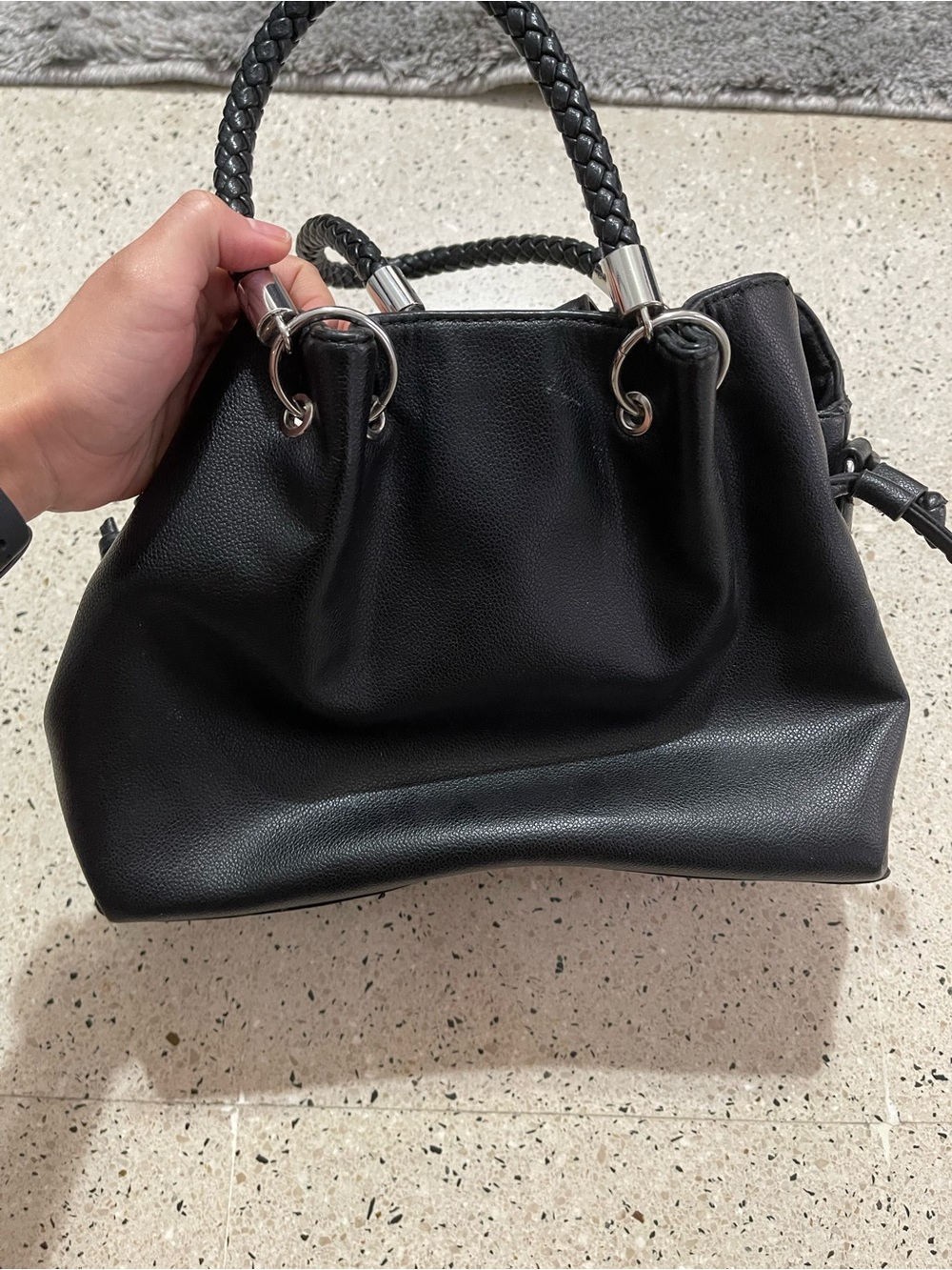 GUESS Black Pebbled Drawstring Bag - Picture 3 of 7